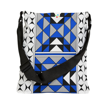 Blue Native Sacred Mountains Adjustable Tote Bag