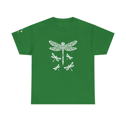 Native Dragonfly in White Gildan Unisex Tee