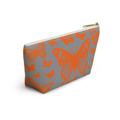 Orange Butterflies on Gray Pouch w T-bottom