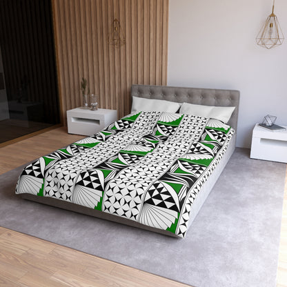 Southwest Sunrise in Green Microfiber Duvet Cover