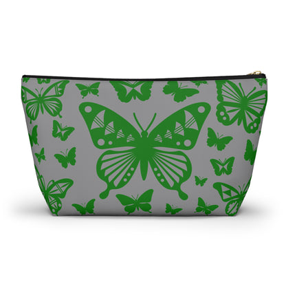 Green Butterflies on Gray Pouch w T-bottom