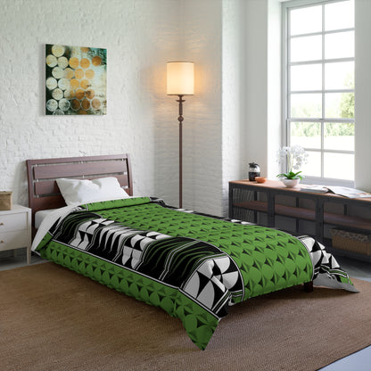 Southwest Feather Blessing on Green Comforter