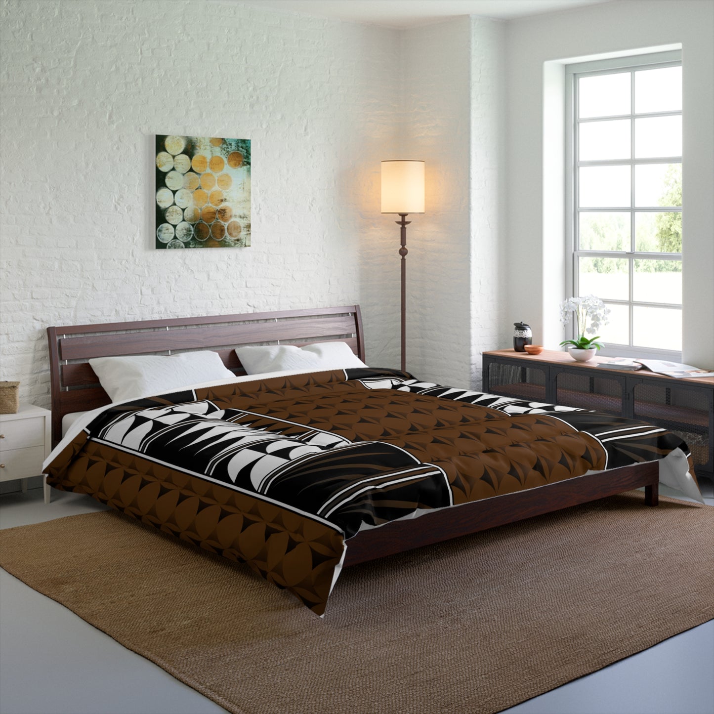 Southwest Feather Blessing on Dark Brown Comforter