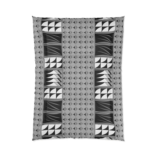 Southwest Feather Blessing on Light Gray Comforter