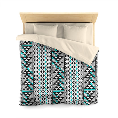 Sun and Rain in Turquoise Microfiber Duvet Cover