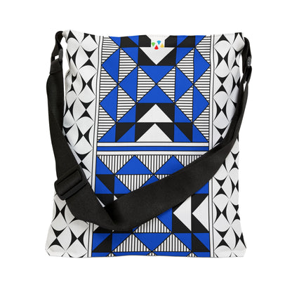 Blue Native Sacred Mountains Adjustable Tote Bag