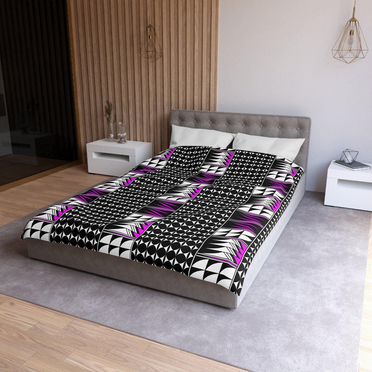 Blessed Feathers in Pink Microfiber Duvet Cover