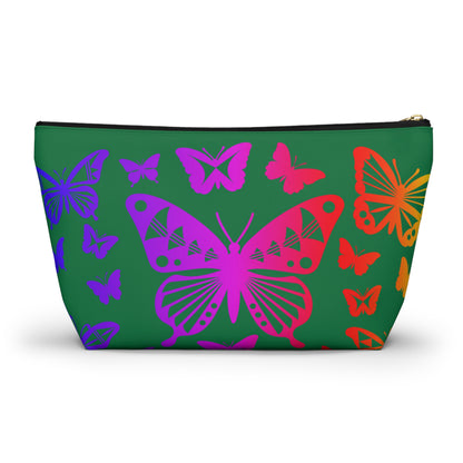 Rainbow Butterflies on Green Pouch w T-bottom