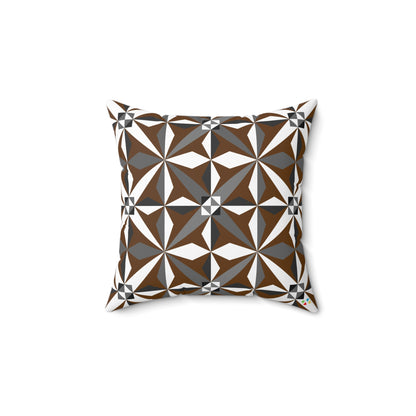 Brown Native Morning Star Spun Polyester Square Pillow