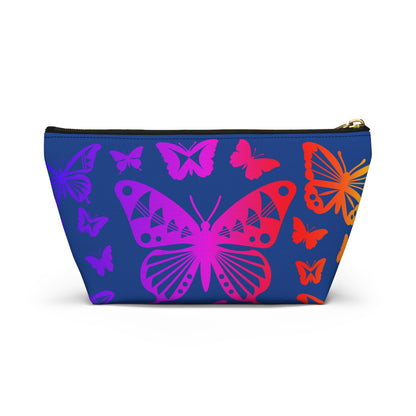Rainbow Butterflies on Navy Pouch w T-bottom