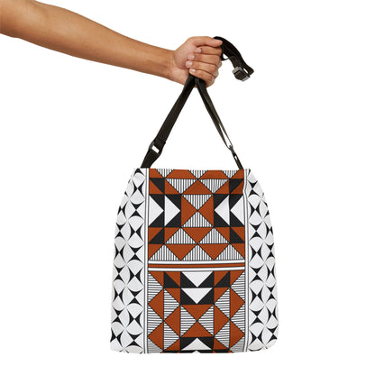 Brown Native Sacred Mountains Adjustable Tote Bag