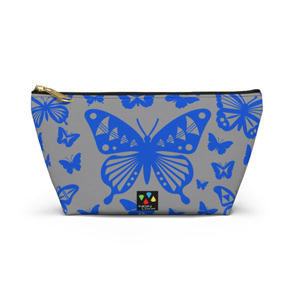 Blue Butterflies on Gray Pouch w T-bottom