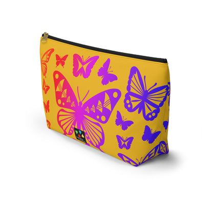Rainbow Butterflies on Yellow Pouch w T-bottom