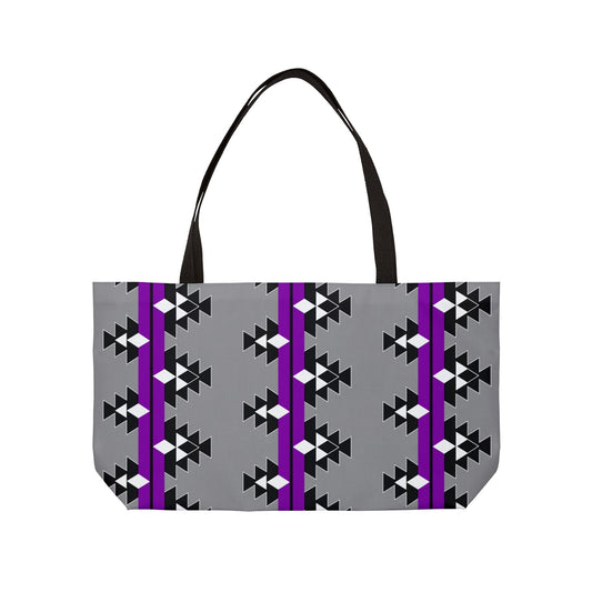 Native Woven Stories in Purple Weekender Tote Bag