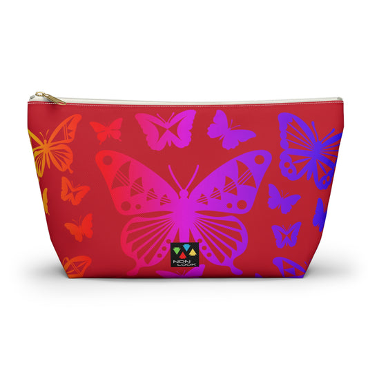 Rainbow Butterflies on Red Pouch w T-bottom