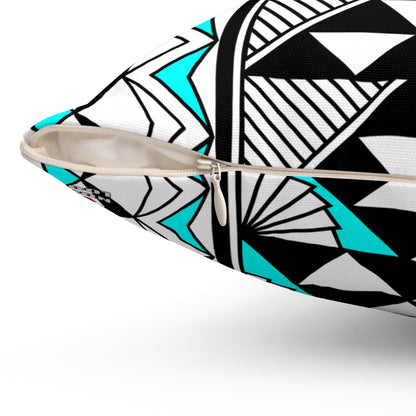 Sun and Rain in Turquoise Spun Polyester Square Pillow