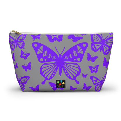 Purple Butterflies on Gray Pouch w T-bottom