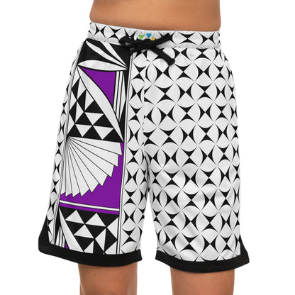 Southwest Sunrise in Purple Basketball Rib Shorts