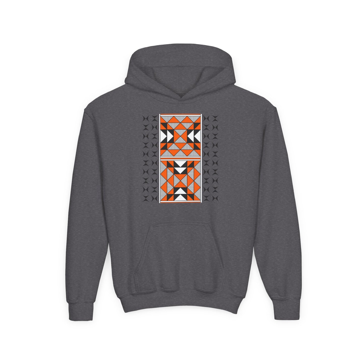 Sacred Mountains in Orange Youth Heavy Blend Hooded Sweatshirt