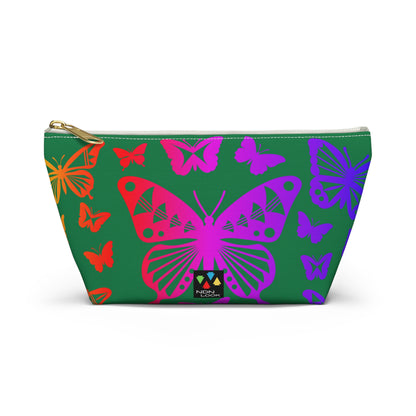 Rainbow Butterflies on Green Pouch w T-bottom