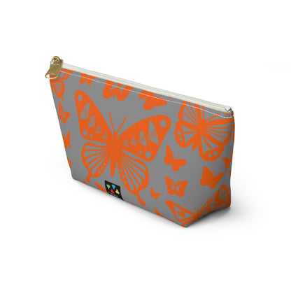 Orange Butterflies on Gray Pouch w T-bottom