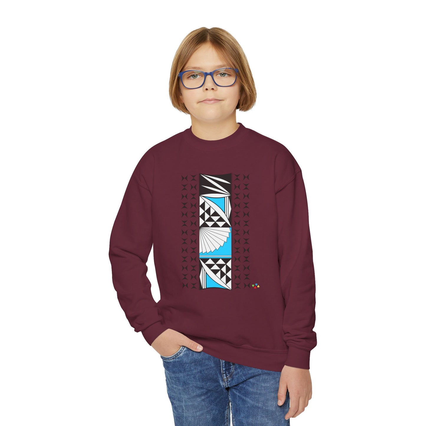 Southwest Sunrise in Turquoise Youth Crewneck Sweatshirt
