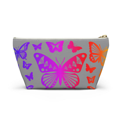 Rainbow Butterflies on Gray Pouch w T-bottom