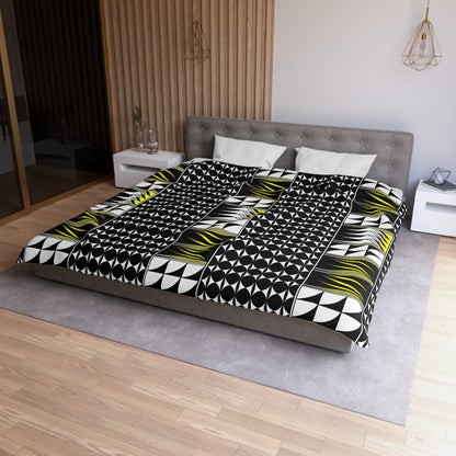 Blessed Feathers in Yellow Microfiber Duvet Cover