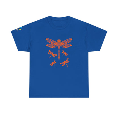 Native Dragonfly in Orange Gildan Unisex Tee