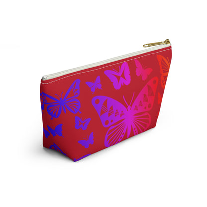 Rainbow Butterflies on Red Pouch w T-bottom