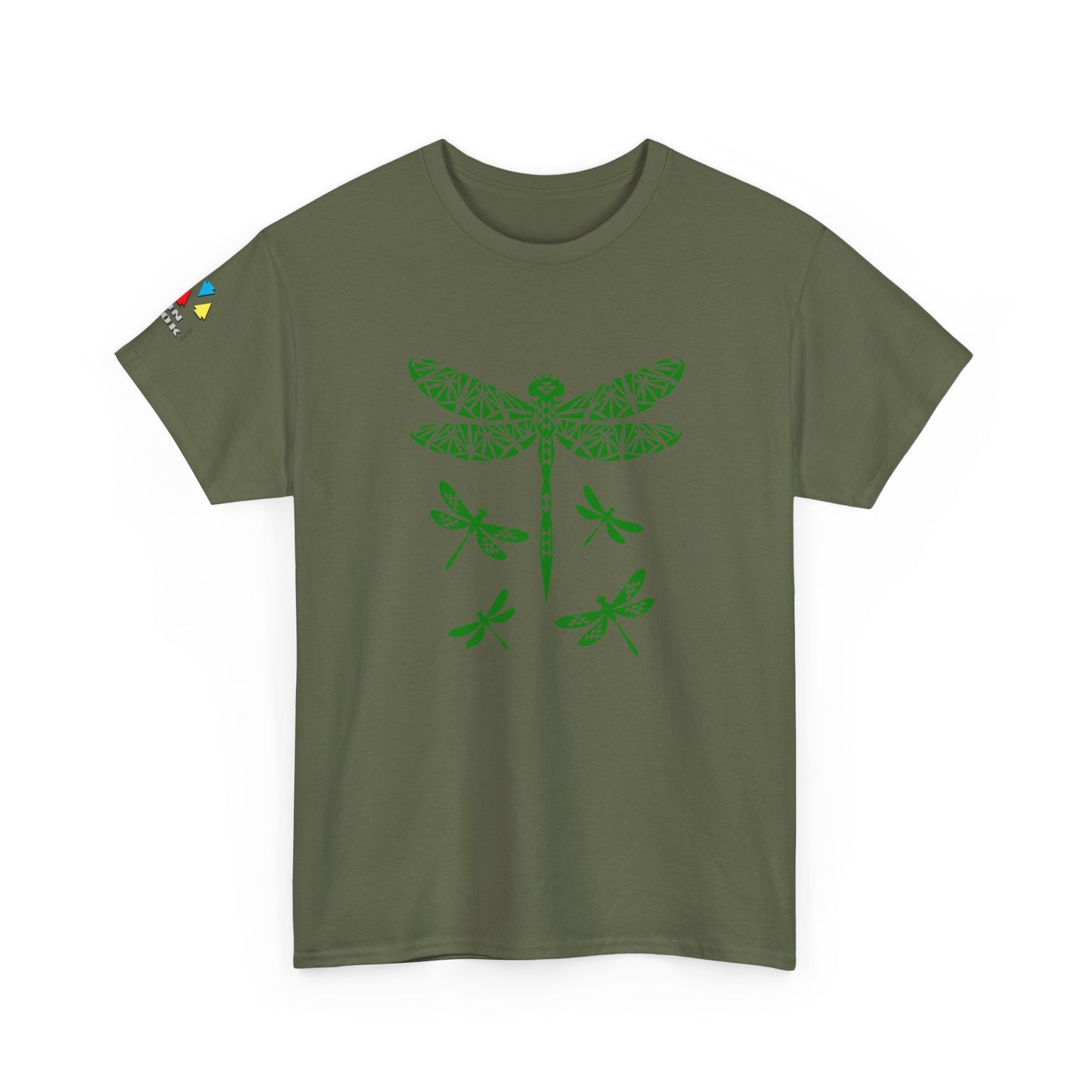 Native Dragonfly in Green Gildan Unisex Tee