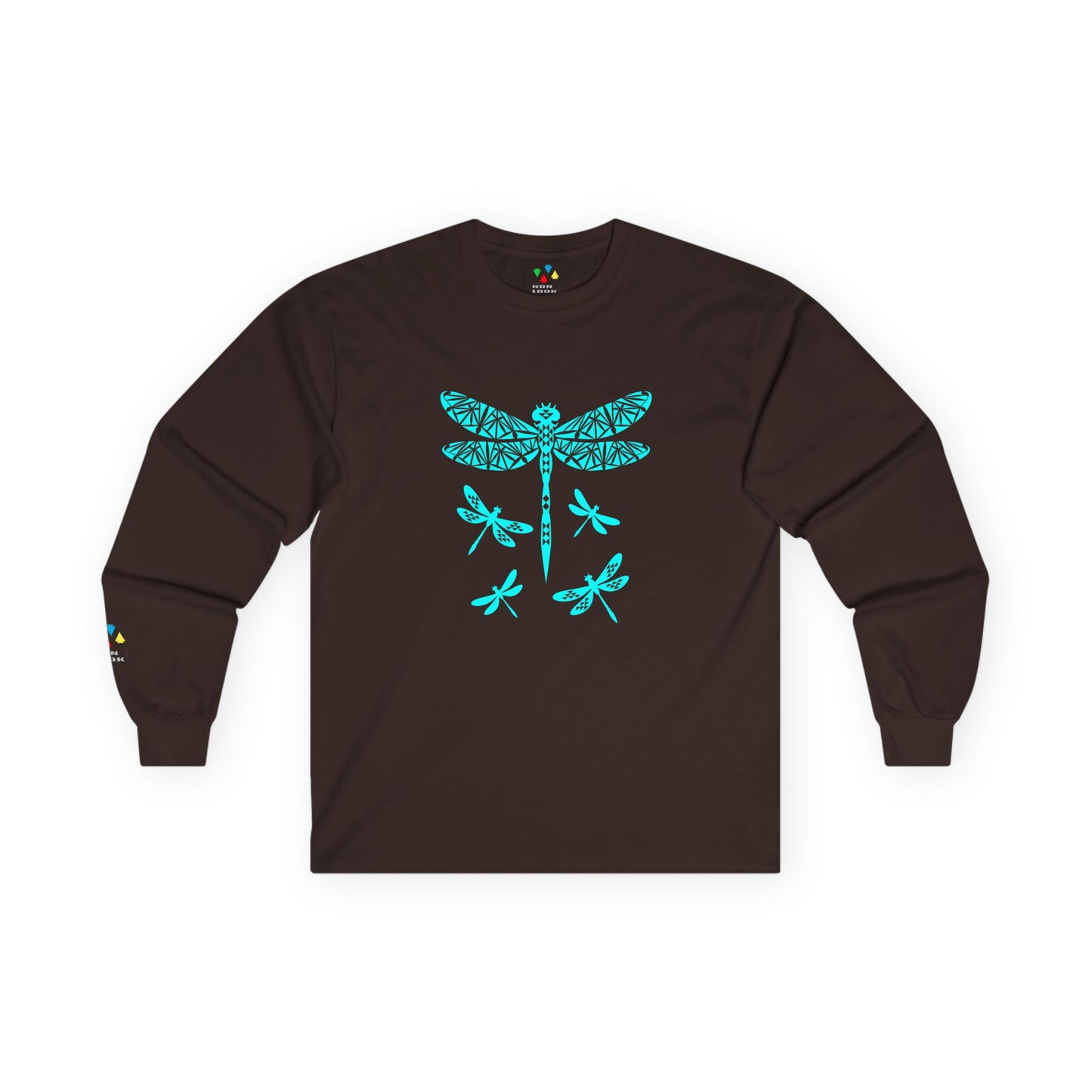 Native Dragonfly in Turquoise Unisex Long Sleeve Tee