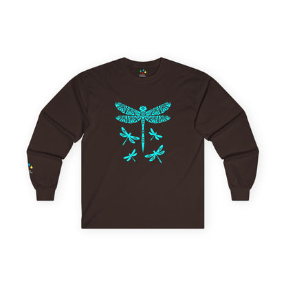 Native Dragonfly in Turquoise Unisex Long Sleeve Tee