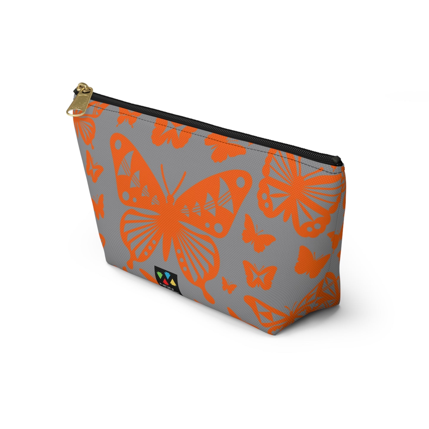 Orange Butterflies on Gray Pouch w T-bottom