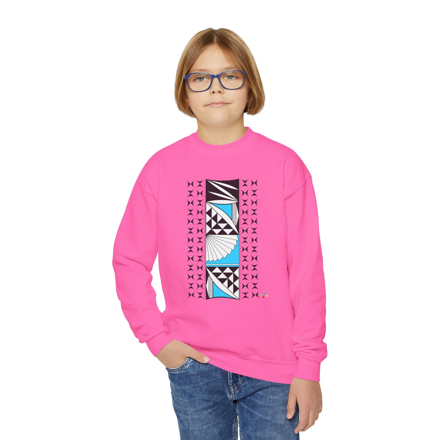 Southwest Sunrise in Turquoise Youth Crewneck Sweatshirt