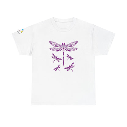 Native Dragonfly in Purple Gildan Unisex Tee