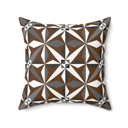 Brown Native Morning Star Spun Polyester Square Pillow