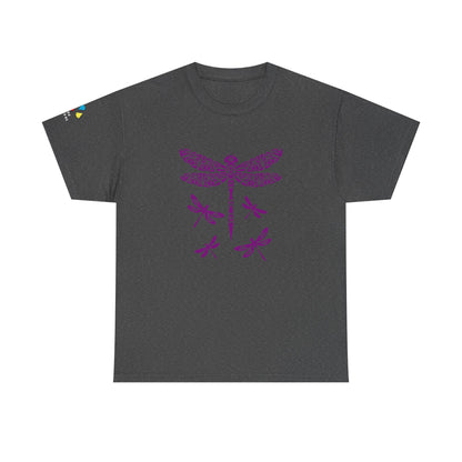 Native Dragonfly in Purple Gildan Unisex Tee
