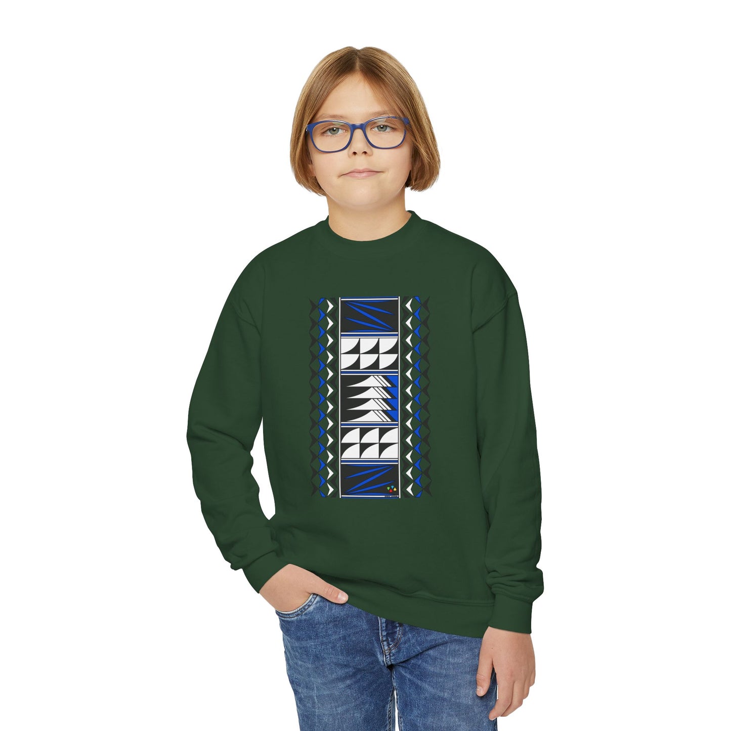 Feather Blessings in Blue Youth Crewneck Sweatshirt