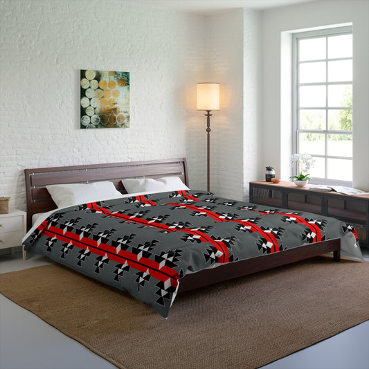 Native Woven Stories on Gray Comforter