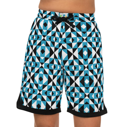 Turquoise Sacred Mountains Basketball Rib Shorts
