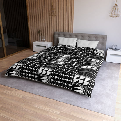 Blessed Feathers in Gray Microfiber Duvet Cover