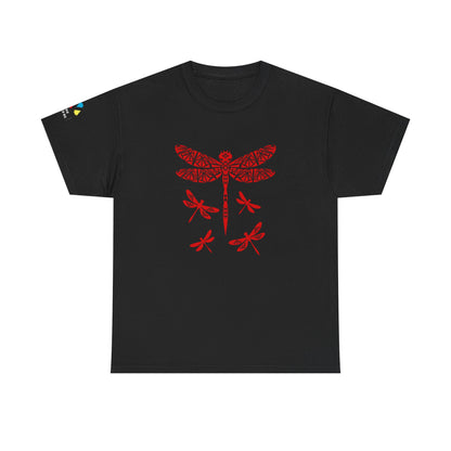 Native Dragonfly in Red Gildan Unisex Tee