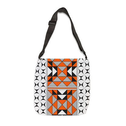 Orange Native Sacred Mountains Adjustable Tote Bag