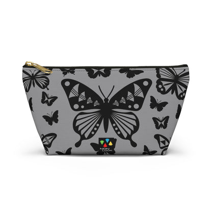 Black Butterflies on Gray Pouch w T-bottom