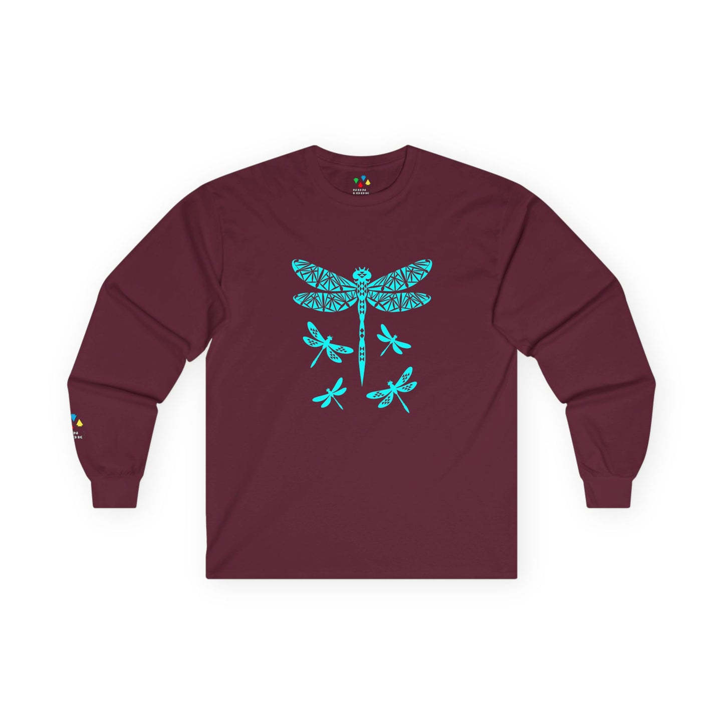 Native Dragonfly in Turquoise Unisex Long Sleeve Tee