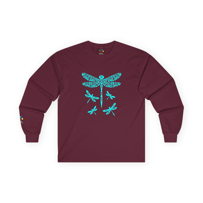 Native Dragonfly in Turquoise Unisex Long Sleeve Tee