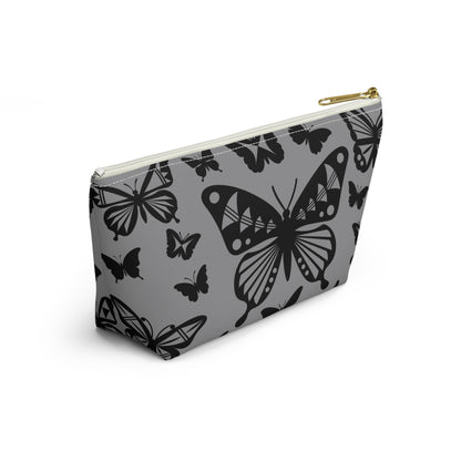 Black Butterflies on Gray Pouch w T-bottom