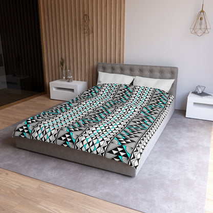 Sun and Rain in Turquoise Microfiber Duvet Cover