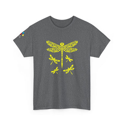 Native Dragonfly in Yellow Gildan Unisex Tee